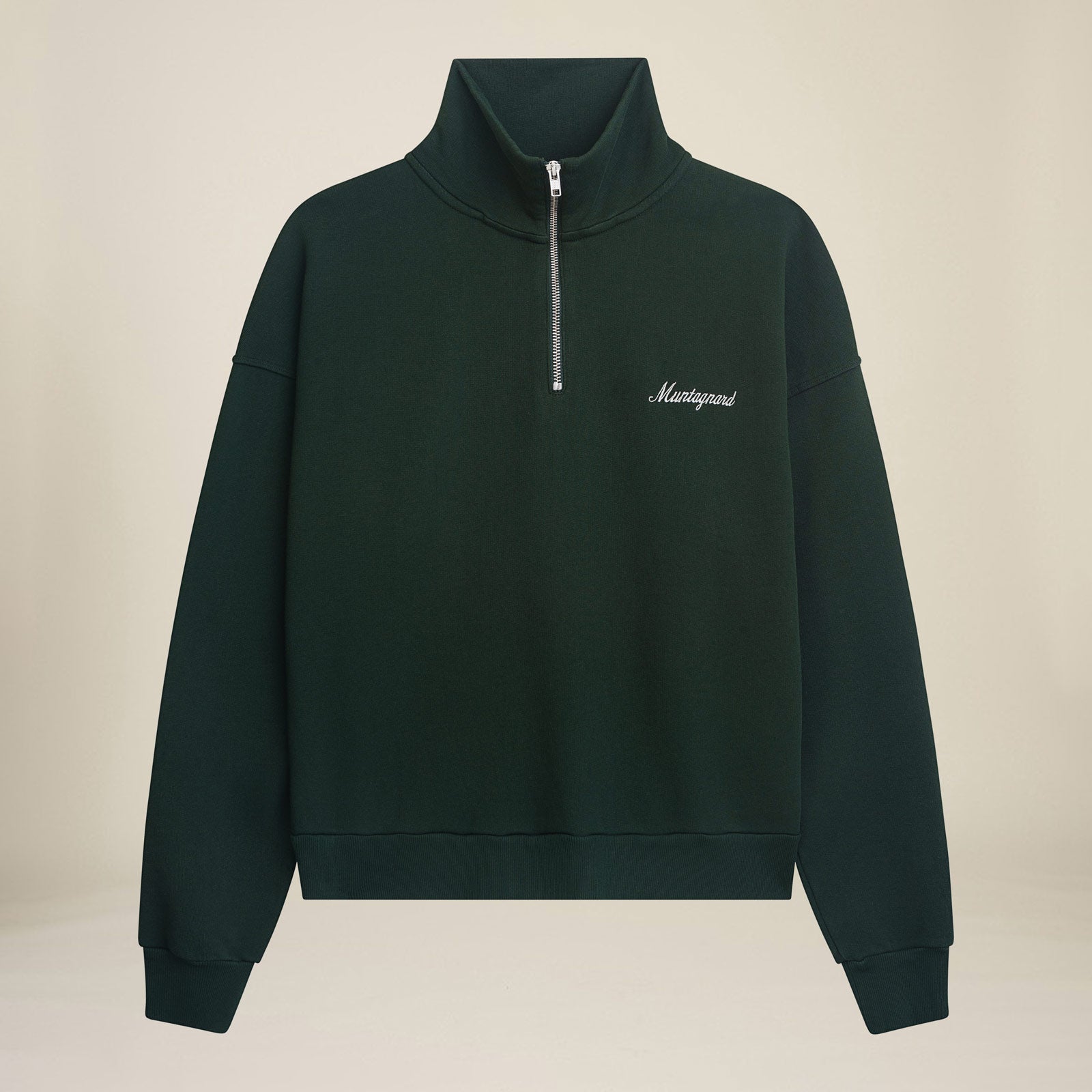 MANGOLA-Half-Zip-Sweatshirt_dark-green_front #color_dark green