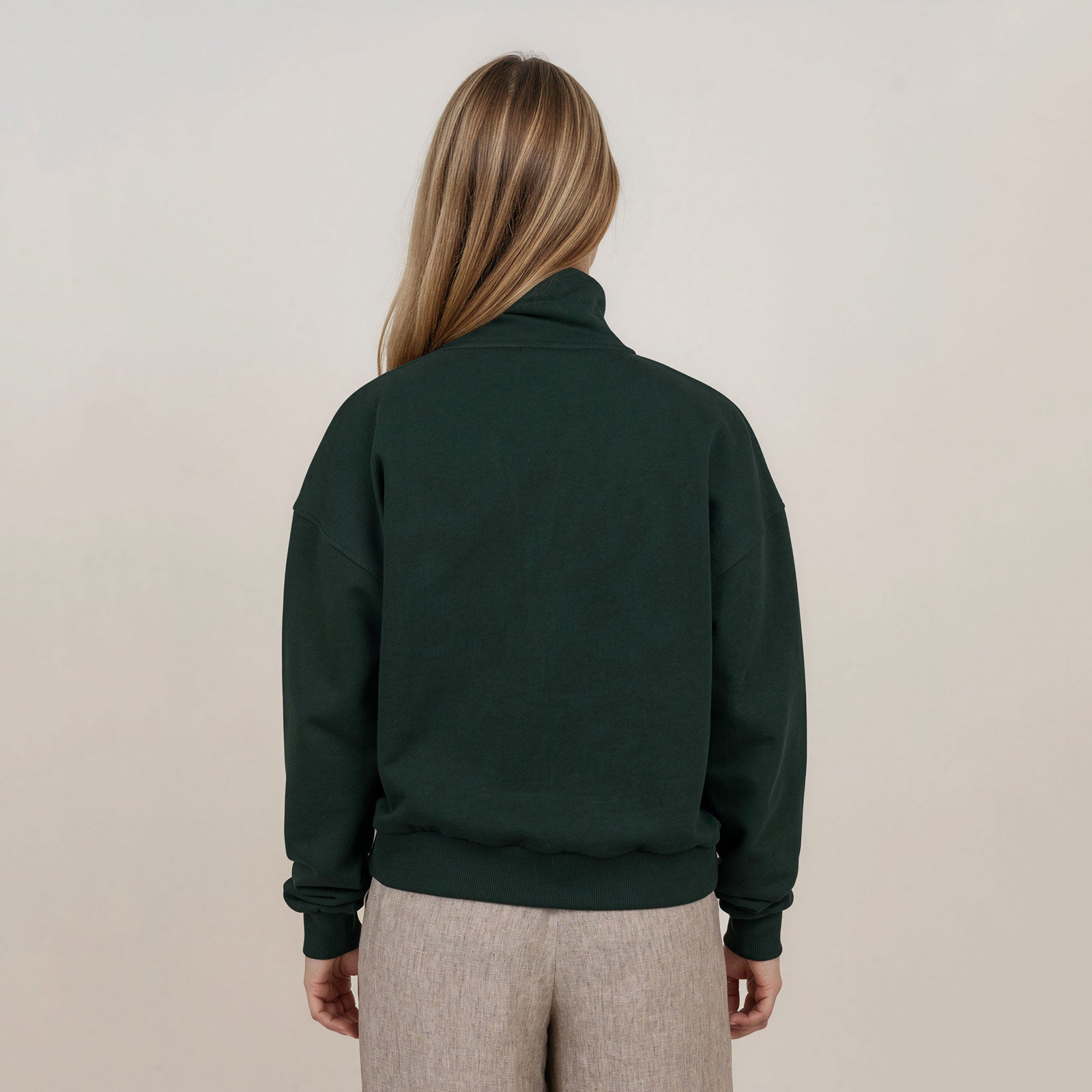 MANGOLA-Half-Zip-Sweatshirt_woman_dark-green_back #color_dark green