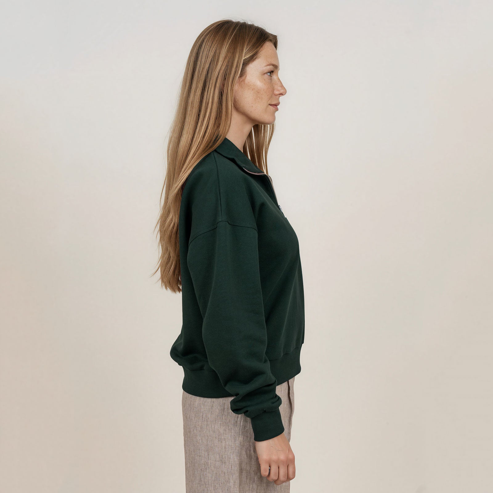MANGOLA-Half-Zip-Sweatshirt_woman_dark-green_side